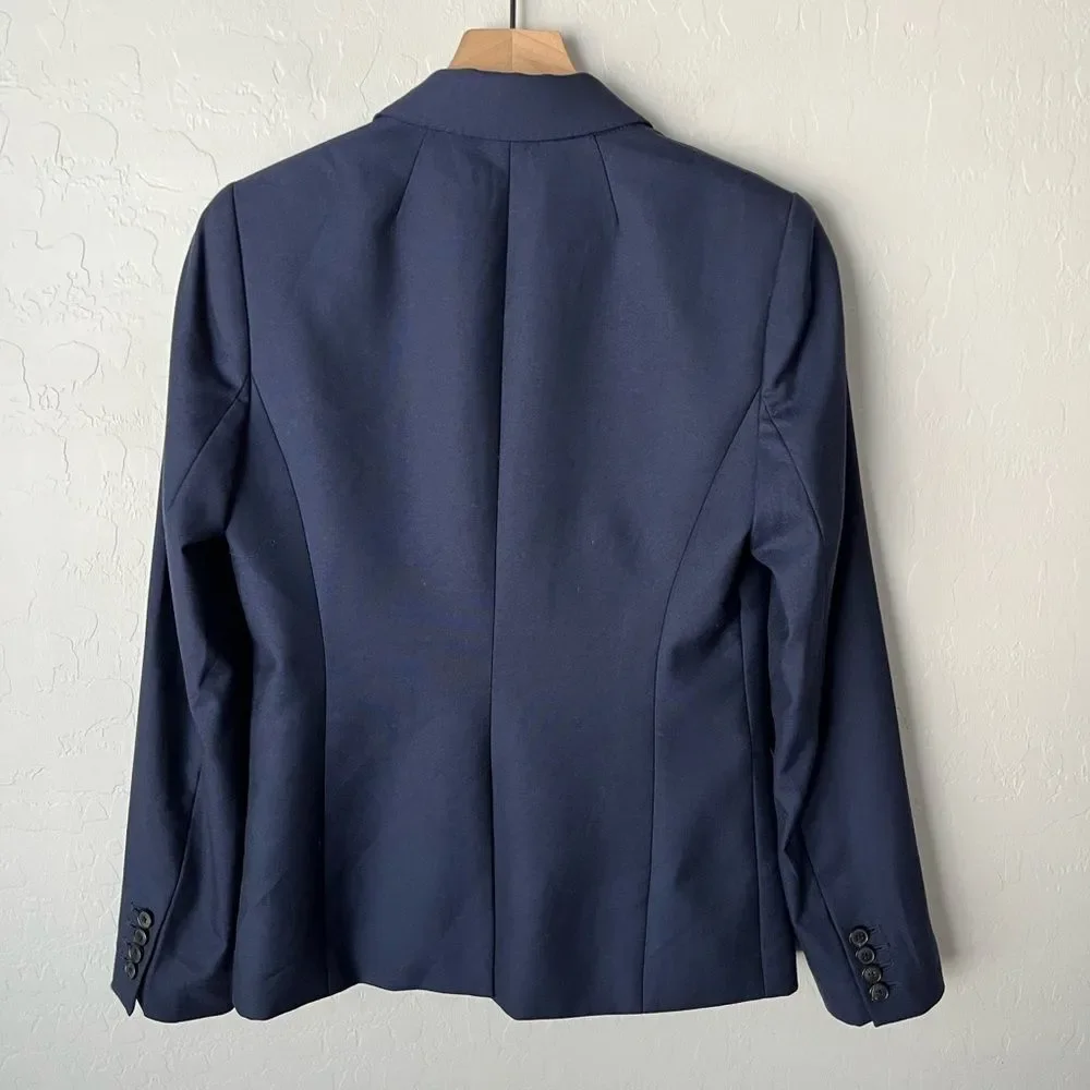 J. Crew 1035 VITALE BARBERIS CANONICO Wool Blend Blazer Navy Blue Size 6